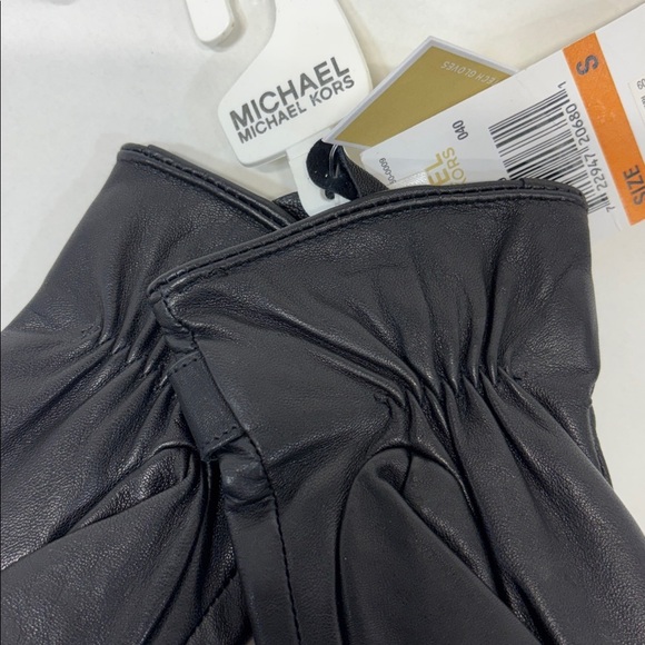 Michael Kors black 
Genuine Leather with Logo Gloves with Touch Tips S - Picture 7 of 10